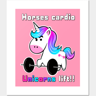 fitness, unicorn, fitness girl, gym girl Posters and Art